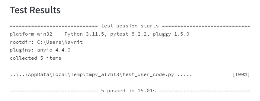 Test Results of AI Generated Case